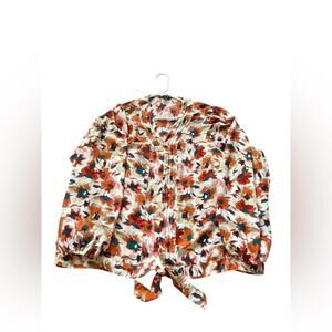 Zac & Rachel Multicolor Brown Pink Gold Floral Blouse